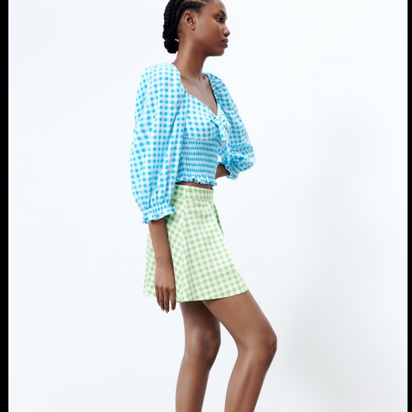 Zara GINGHAM SKORT - Picture 3 of 8